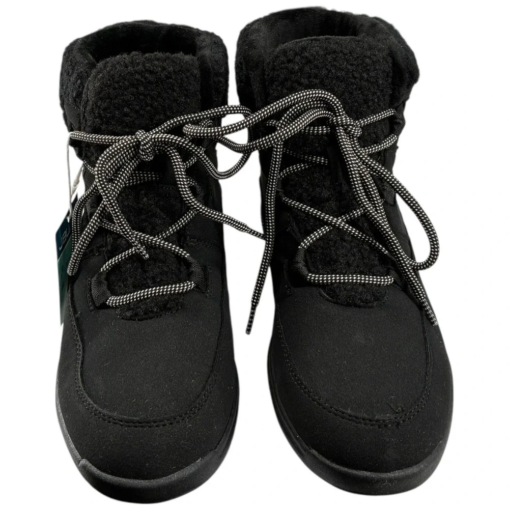 JBU Jambu Freeze Black FauxShearling‎ LaceUp Booties Lightweight Traction 8M NIB